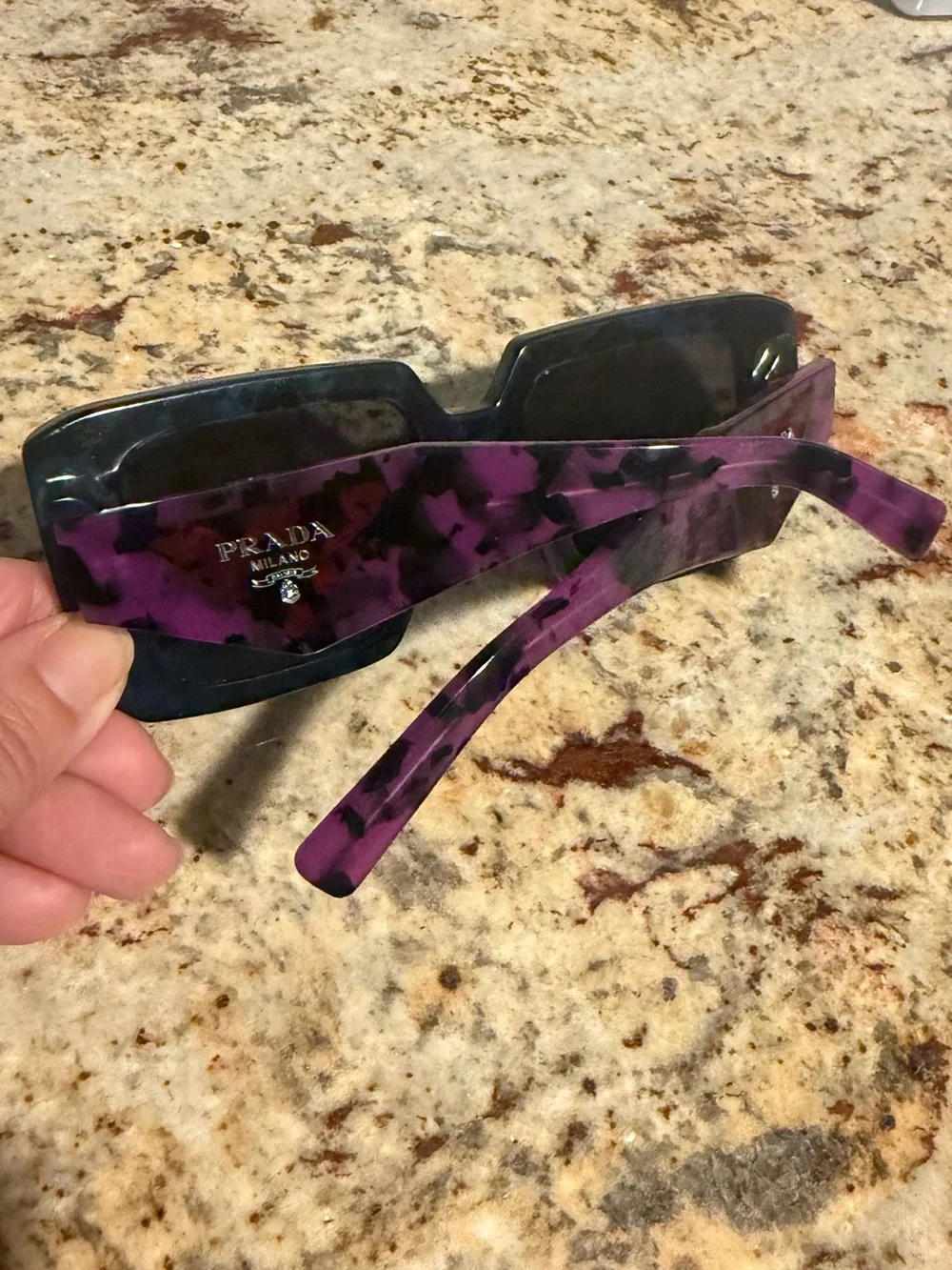 Authentic ) Prada Women’s Frames with Purple Pattern Arms Sunglasses